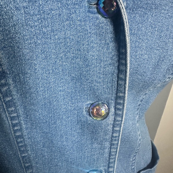 Escada Light Blue Denim Jacket with Embroidered Details 42 XL - Picture 4 of 9